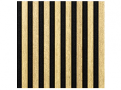 Woodele Line lamelový obklad na čiernom filci Dub svetlý 400x400